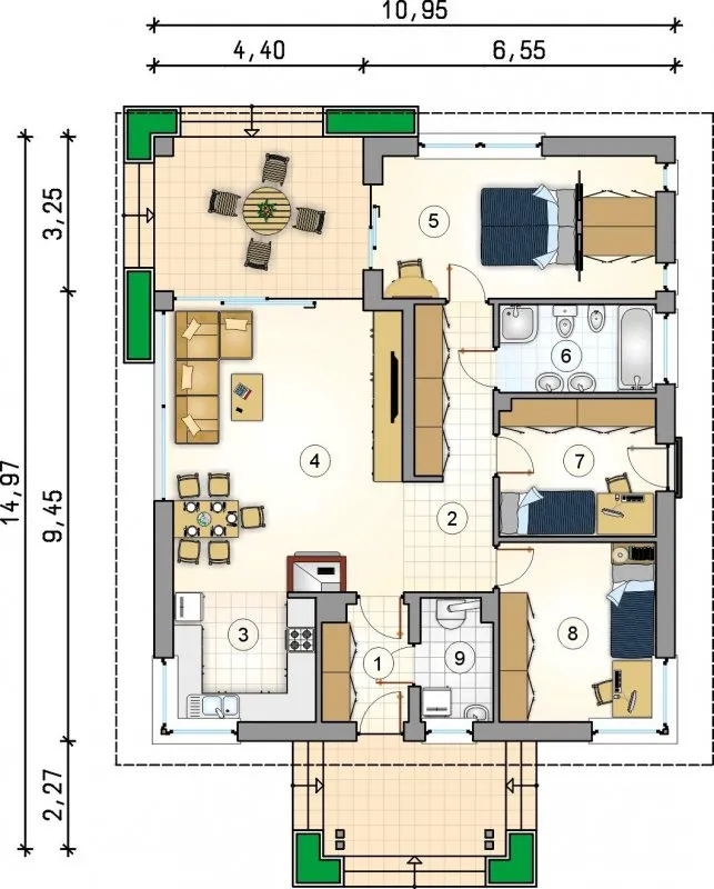 Домики одноэтажные планировка