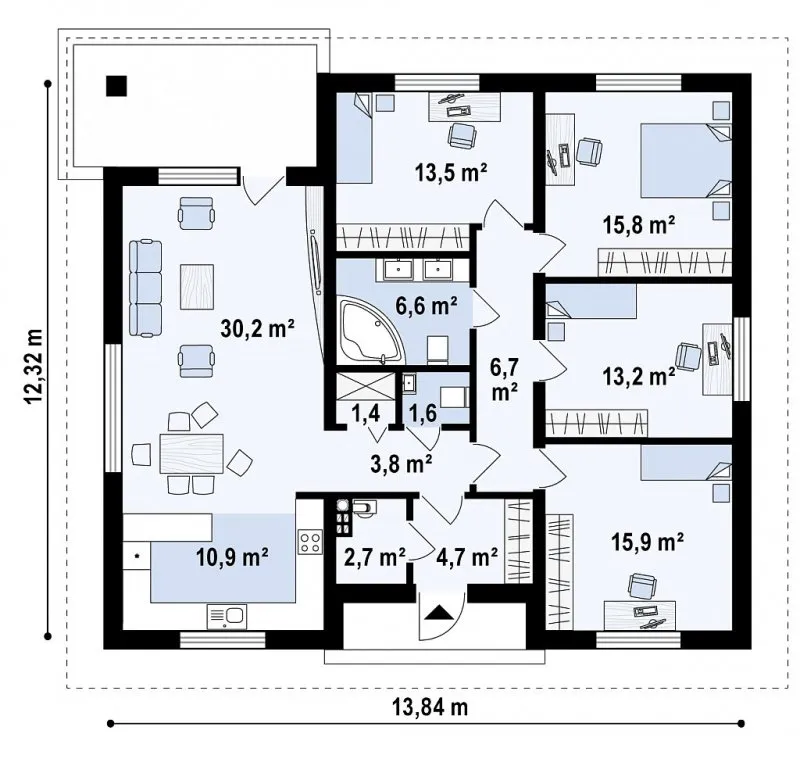 Z67 a одноэтажный коттедж с четырьмя спальнями