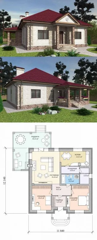 Проект одноэтажный небольшой домик