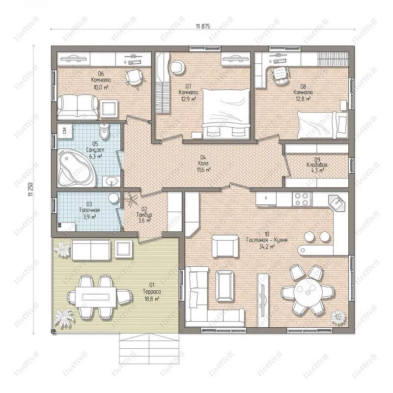 План дома 10 на 14 одноэтажный