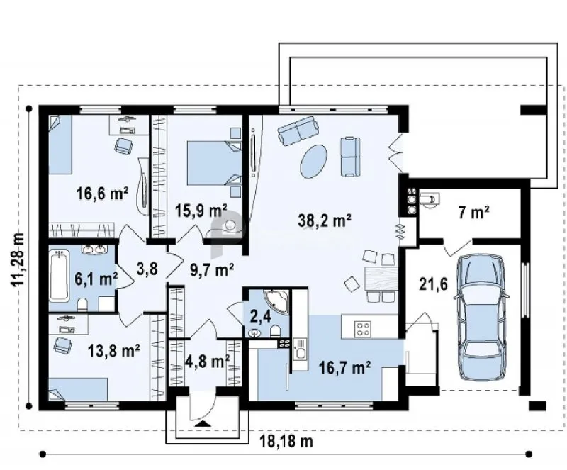 Планировка одноэтажного дома 110-150 кв.м.