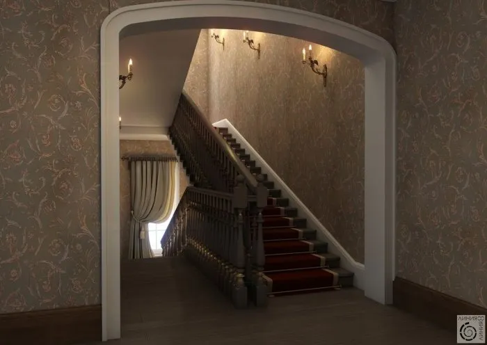 Обои для коридора с лестницей в частном доме