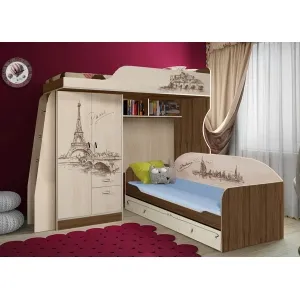 Кровать-чердак с низкой кроватью Фанки Тревел