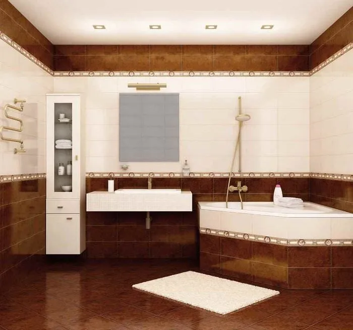 идея светлого интерьера укладки плитки в ванной комнате