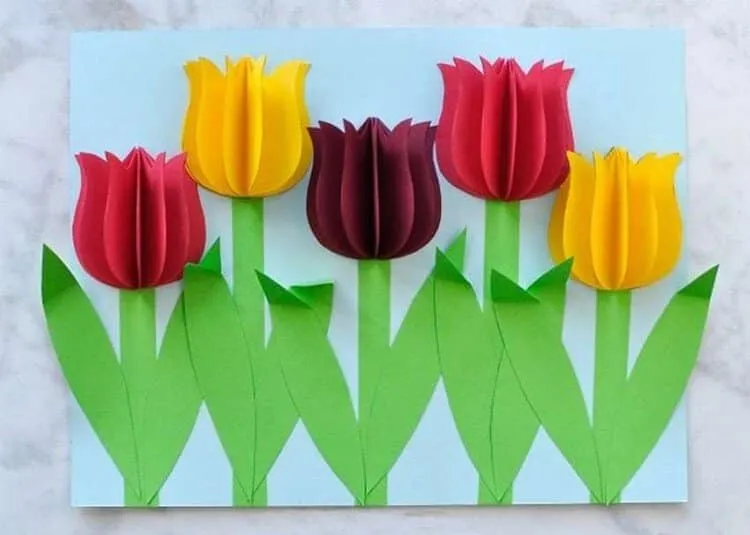 3D-открытка из тюльпанов своими руками
