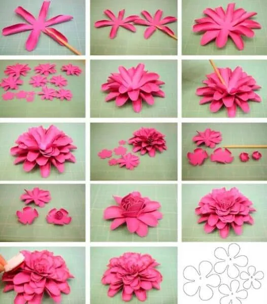 Цветы из бумаги — схемы и шаблоны для создания бумажных цветов этап 11