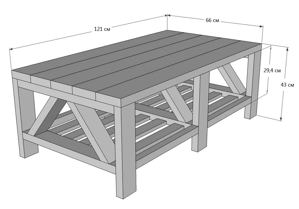 Чертеж стола из дерева