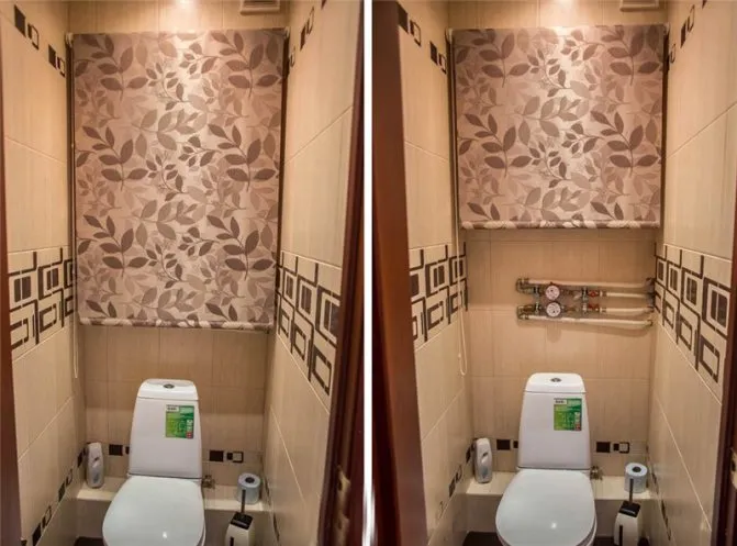 Рулонная штора в туалете за унитазом