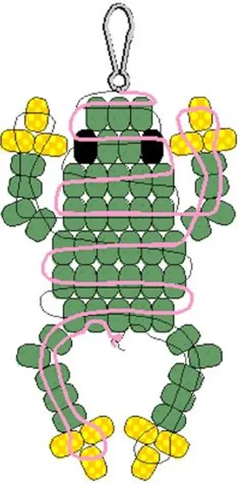 Схема: Как сделать из бисера лягушку параллельным плетением?