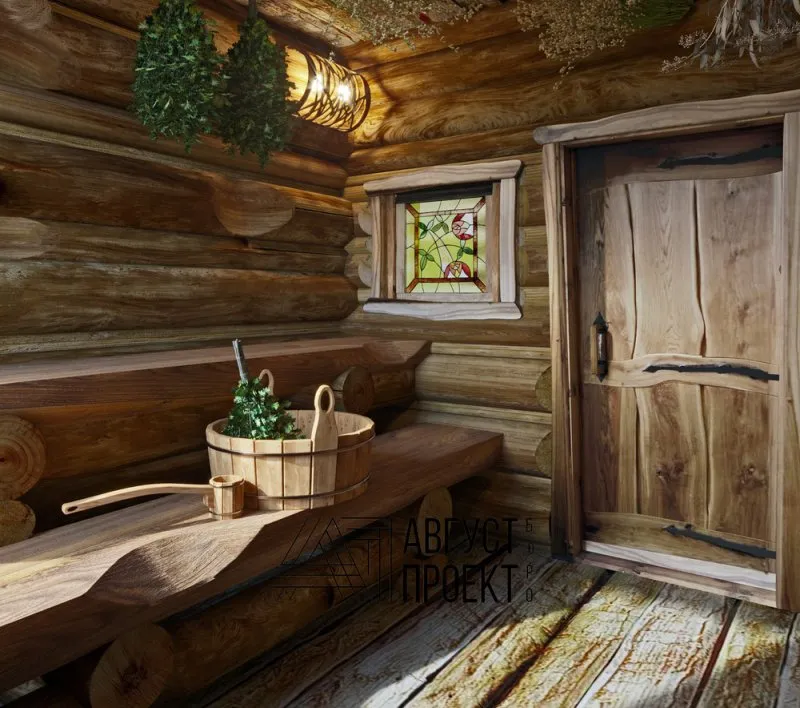 Деревенская деревянная баня
