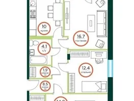 Продается 3-комнатная квартира ЭКО, дом 1, 73.3 м², 5864000 рублей