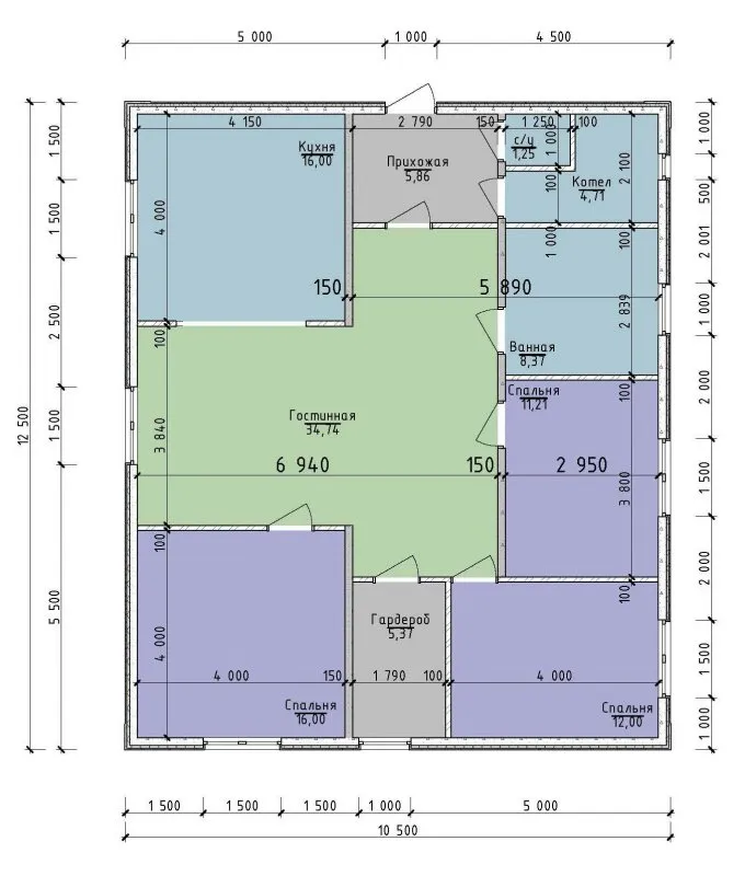 План дома одноэтажного 10х12
