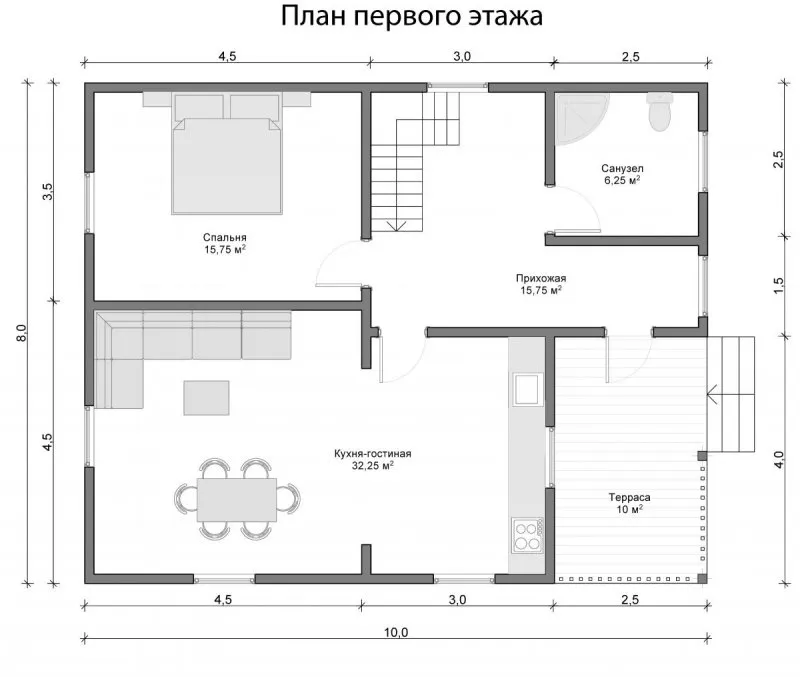 Планировка дома 8х10 одноэтажный