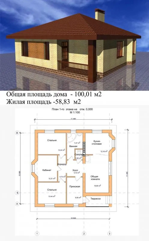 Планировка дома 10 на 11 одноэтажный