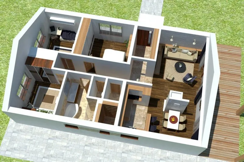 Дизайнерская планировка одноэтажного дома