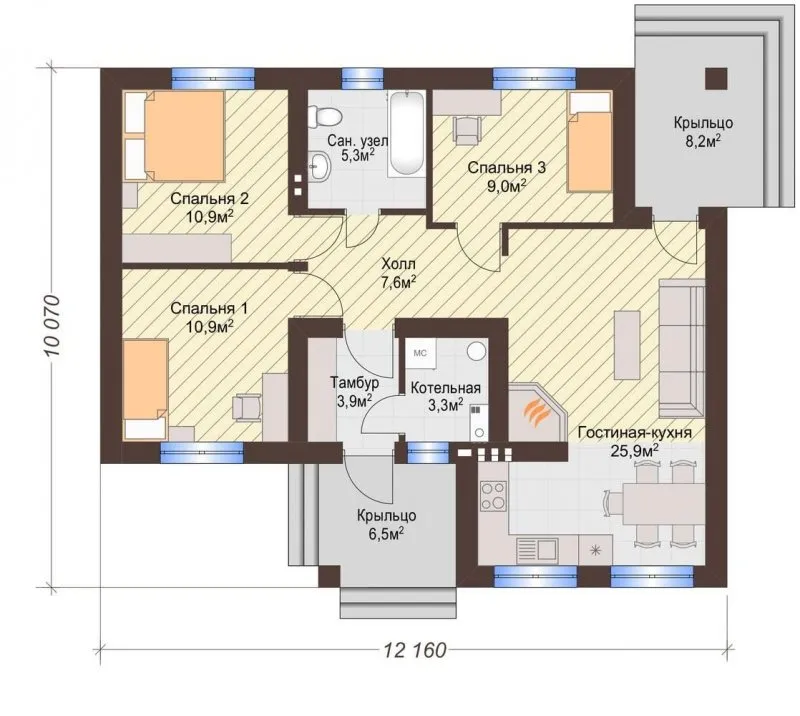 Планировка дома 110 кв м одноэтажный с террасой