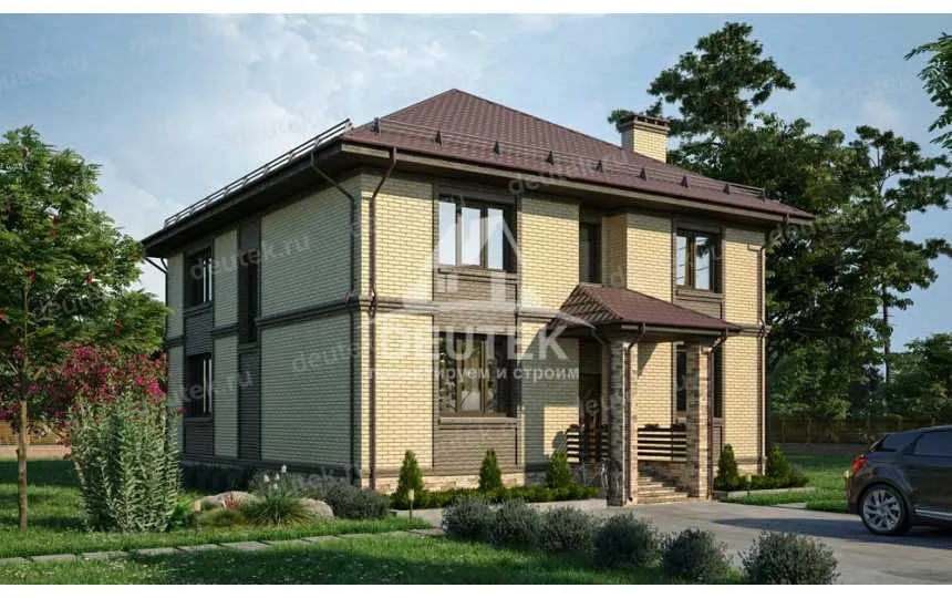 Проект жилого узкого двухэтажного дома в европейском стиле с размерами 12 м на 18 м LK-65