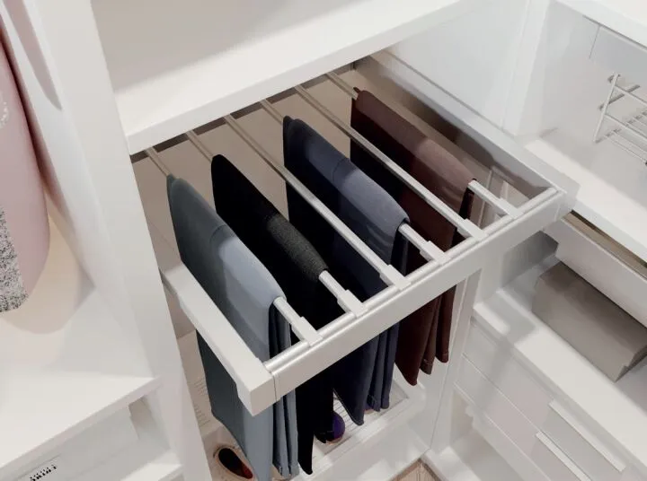 Система хранения для гардероба с выдвижной брючницей