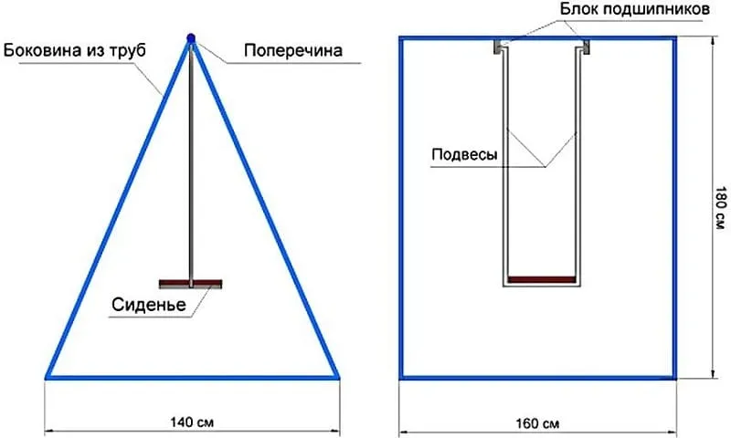 Садовые качели своими руками из металла: чертежи, размеры, фото примеры