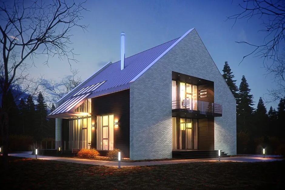 Современные дома с двускатной крышей
