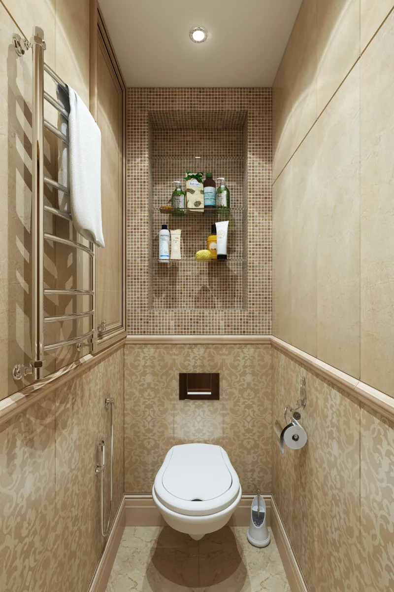 коричневый маленький туалет фото идеи