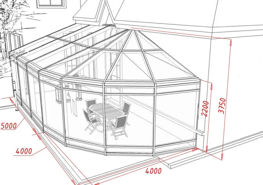 Схема постройки зимнего сада в частном доме