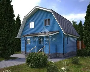 Проект дом из бруса 6х7,5 "Велес" с мансардой и крыльцом: фото и цены.