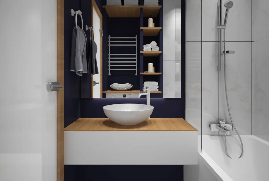 Дизайнерские решения для ванной комнаты в стандартной двушке