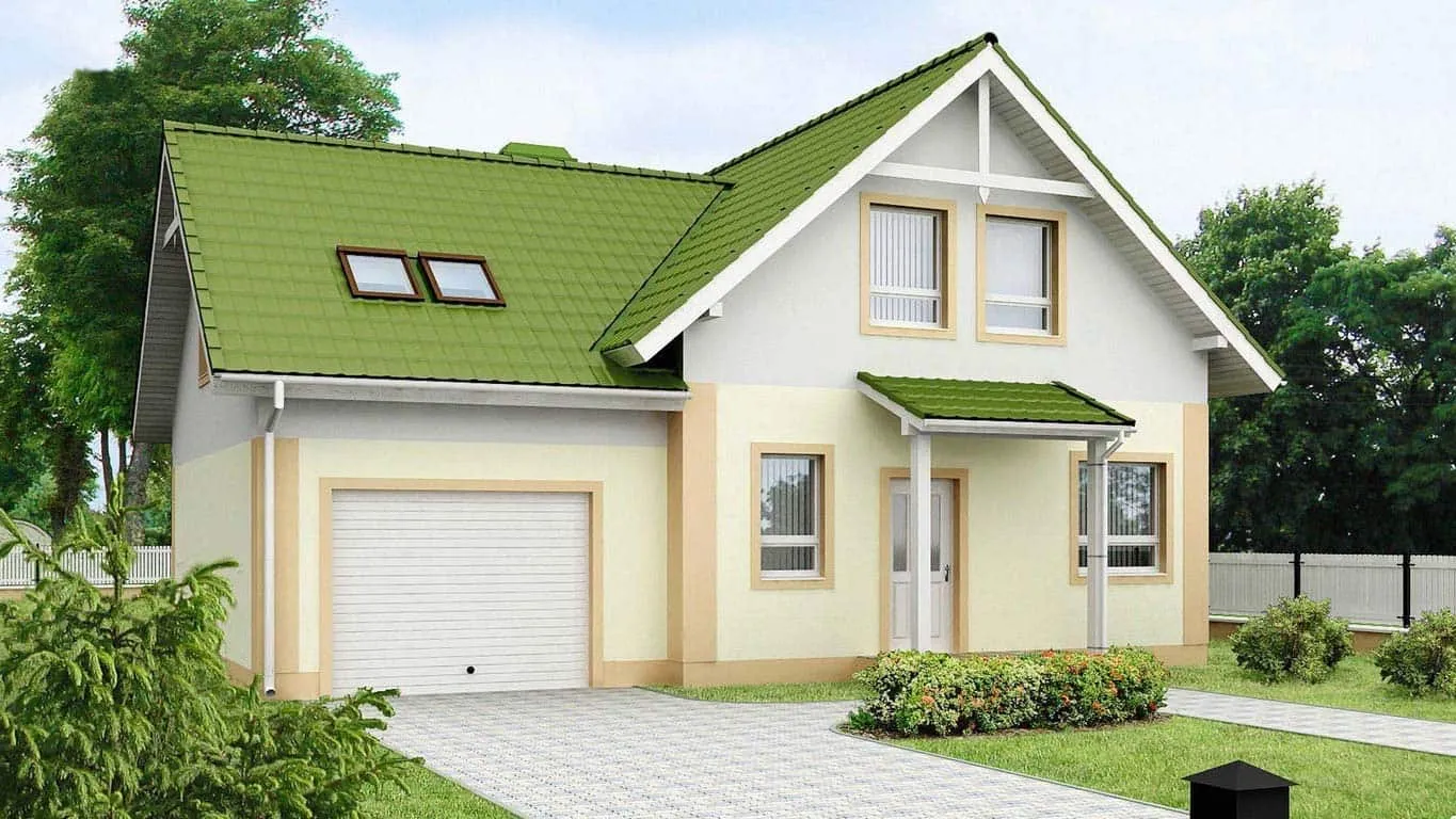 Миниатюрный дачный домик с красивой зеленой крышей