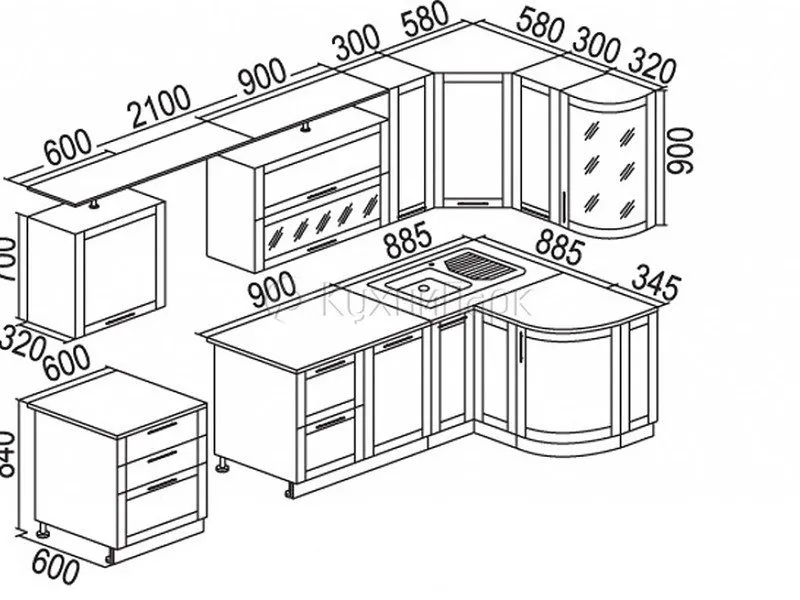 Современная мебель для кухни из модульных элементов