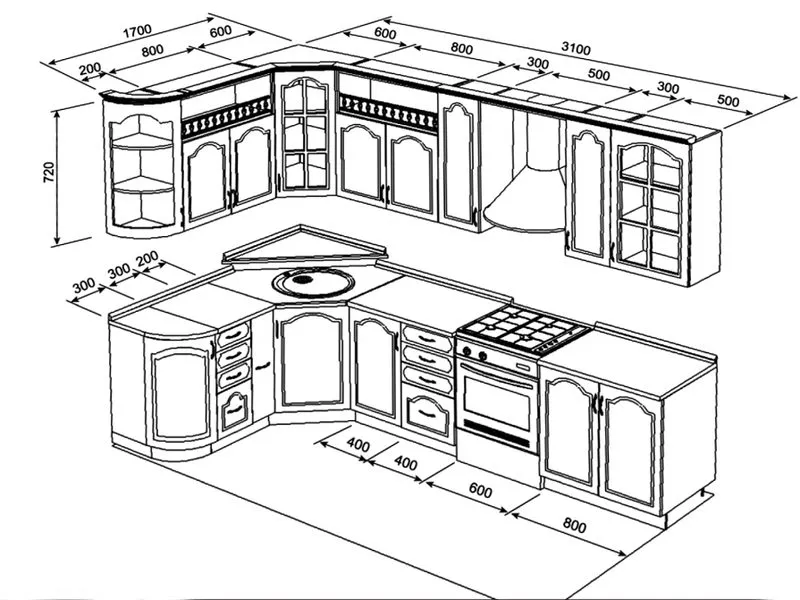 Проектирование мебели для угловой кухни 